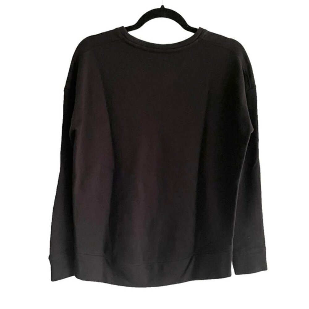 ATHLETA Cityscape Cotton Crew Neck Sweatshirt Zippers High Low Hem Black XXS - Picture 4 of 8